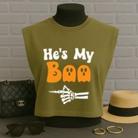 HeS My Boo Matching Halloween Pajama Couples HeS My Boo Garment-Dyed Women's Muscle Tee