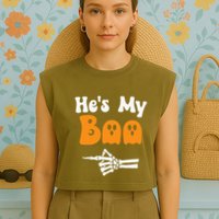 HeS My Boo Matching Halloween Pajama Couples HeS My Boo Garment-Dyed Women's Muscle Tee