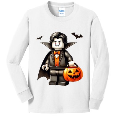 Halloween Master Builder Vampire Building Blocks Bricks Kids Long Sleeve Shirt