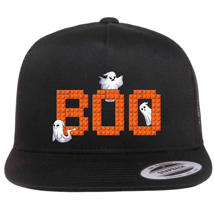 Halloween Master Builder Boo Ghost Building Blocks Bricks Flat Bill Trucker Hat