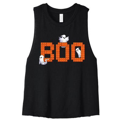 Halloween Master Builder Boo Ghost Building Blocks Bricks Women's Racerback Cropped Tank