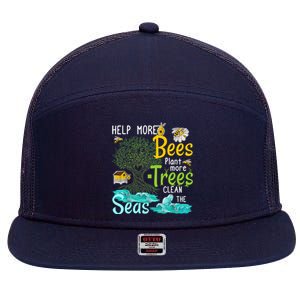 Help More Bees Plant More Trees Clean Seas Tee 7 Panel Mesh Trucker Snapback Hat