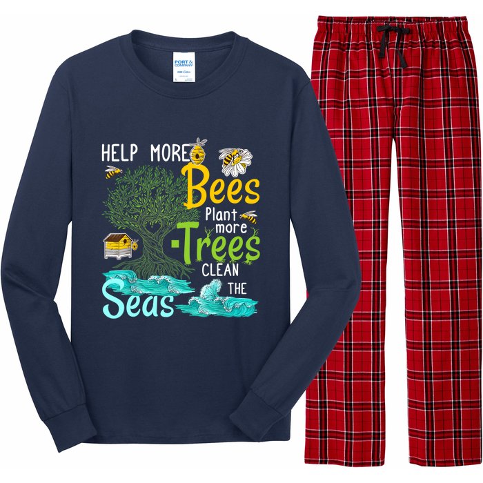 Help More Bees Plant More Trees Clean Seas Tee Long Sleeve Pajama Set