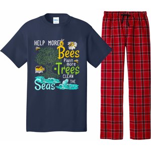 Help More Bees Plant More Trees Clean Seas Tee Pajama Set