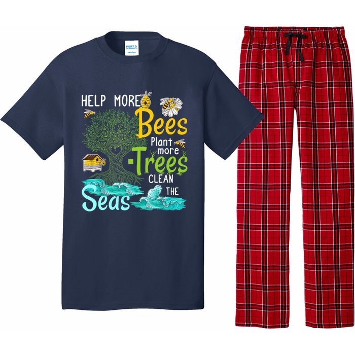 Help More Bees Plant More Trees Clean Seas Tee Pajama Set