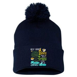 Help More Bees Plant More Trees Clean Seas Tee Pom Pom 12in Knit Beanie