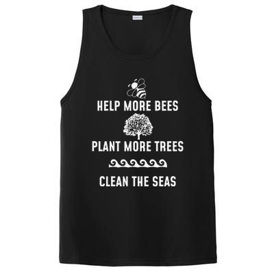 Help More Bees Plant More Trees Clean The Seas Gift PosiCharge Competitor Tank