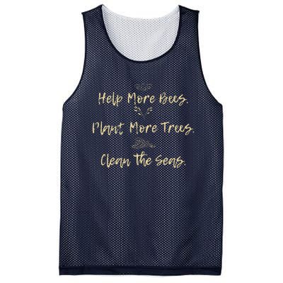 Help More Bees Plant More Trees Clean The Seas Nature Lover Mesh Reversible Basketball Jersey Tank