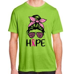 Hope Messy Bun Leopard Pink Ribbon Breast Cancer Awareness Great Gift Adult ChromaSoft Performance T-Shirt