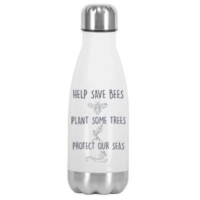 Help More Bees Plant More Trees Clean The Seas Trending Stainless Steel Insulated Water Bottle