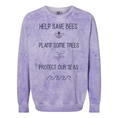 Help More Bees Plant More Trees Clean The Seas Yellow Colorblast Crewneck Sweatshirt