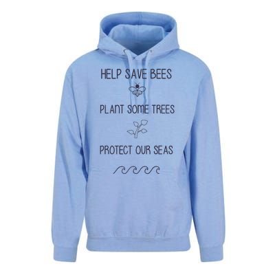 Help More Bees Plant More Trees Clean The Seas Yellow Unisex Surf Hoodie