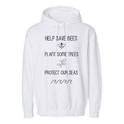 Help More Bees Plant More Trees Clean The Seas Yellow Garment-Dyed Fleece Hoodie