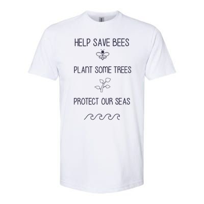 Help More Bees Plant More Trees Clean The Seas Yellow Softstyle CVC T-Shirt