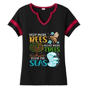 Help More Bees Plant More Trees Earth Day Climate Change Ladies Halftime Notch Neck Tee