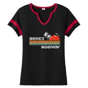 Honey Moonin Beach Honeymoon Vacation Ladies Halftime Notch Neck Tee