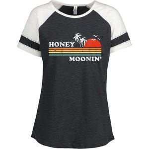 Honey Moonin Beach Honeymoon Vacation Enza Ladies Jersey Colorblock Tee