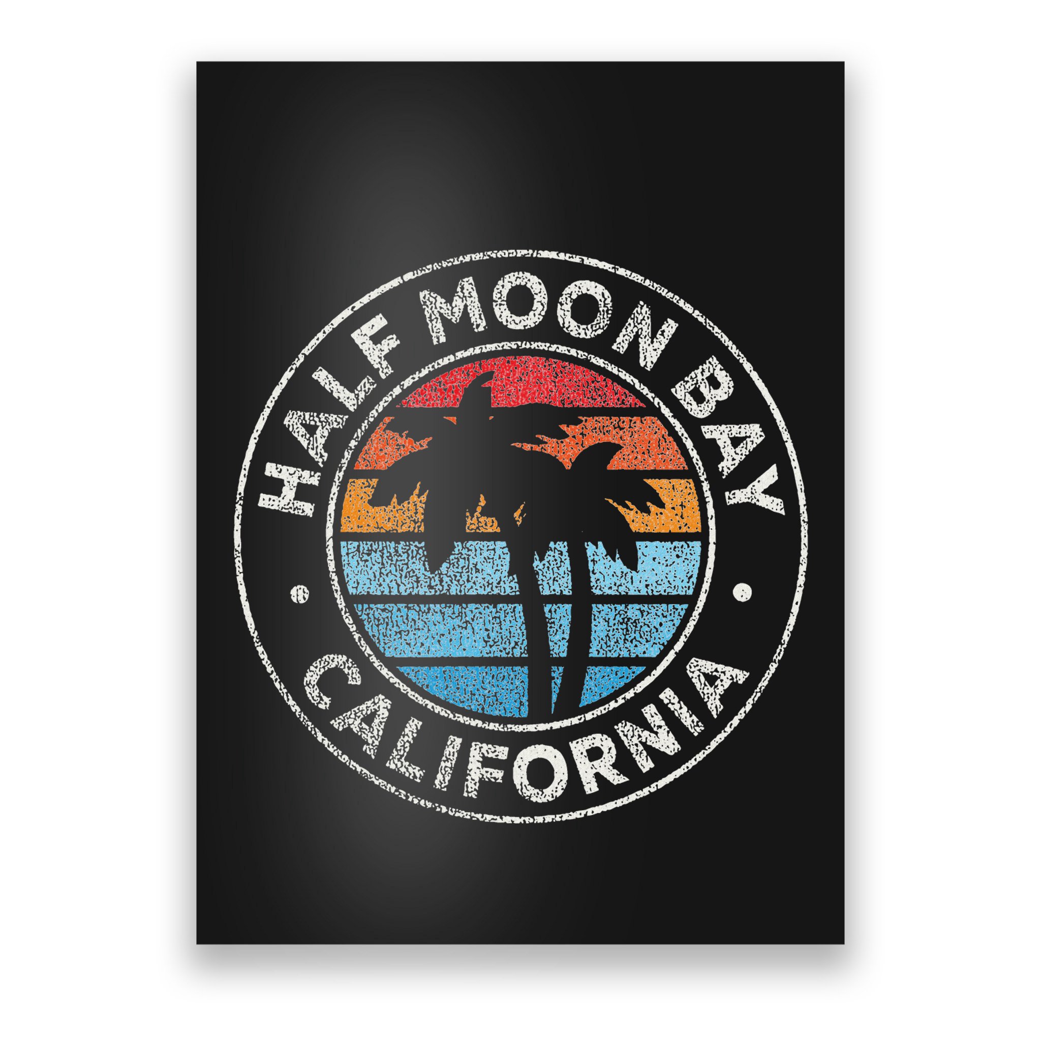 Half Moon Bay California Ca Vintage Graphic Retro 70s Poster