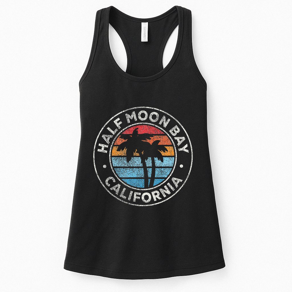 Half Moon Bay California Ca Vintage Graphic Retro 70s Womens Tank Top