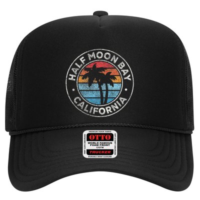 Half Moon Bay California Ca Vintage Graphic Retro 70s Trucker Hat