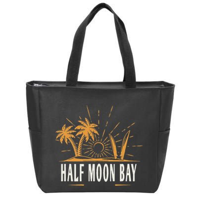 Half Moon Bay California Vintage Beach Zip Tote Bag