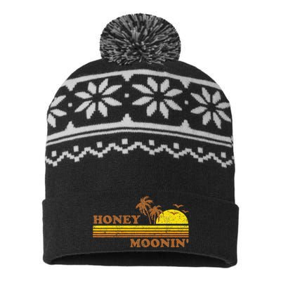 Honey Moonin Beach Honeymoon Vacation Women Couples Gift USA-Made Snowflake Beanie