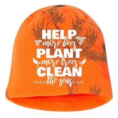 Help More Bees Plant More Trees Clean The Seas Beekeepers Great Gift Kati - Camo Knit Beanie