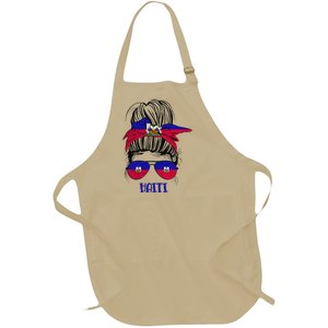 Haitian Messy Bun Haiti Haiti woman flag Proud Full-Length Apron With Pockets