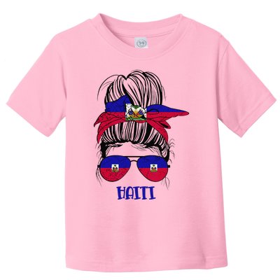 Haitian Messy Bun Haiti Haiti woman flag Proud Toddler T-Shirt