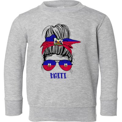 Haitian Messy Bun Haiti Haiti woman flag Proud Toddler Sweatshirt