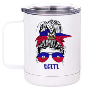 Haitian Messy Bun Haiti Haiti woman flag Proud 12 oz Stainless Steel Tumbler Cup