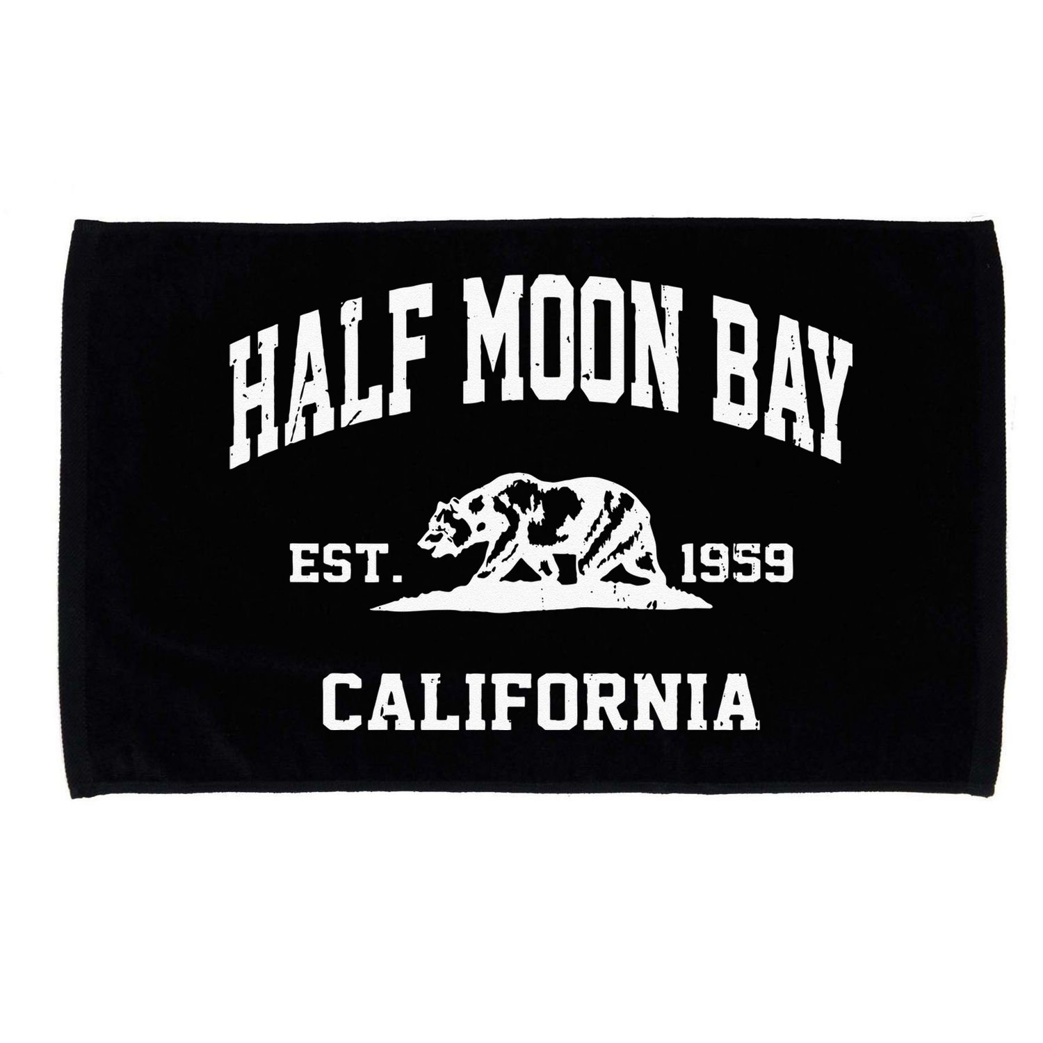 Half Moon Bay California CA Vintage State Athletic Style Microfiber Hand Towel