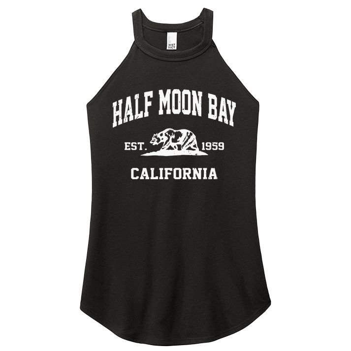 Half Moon Bay California CA Vintage State Athletic Style Women's Perfect Tri Rocker Tank