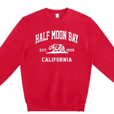 Half Moon Bay California CA Vintage State Athletic Style Premium Crewneck Sweatshirt