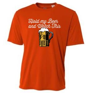 Hold My Beer And Watch This Funny Bar Ing Pun Gift Cooling Performance Crew T-Shirt