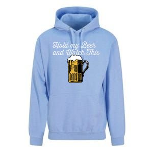 Hold My Beer And Watch This Funny Bar Ing Pun Gift Unisex Surf Hoodie