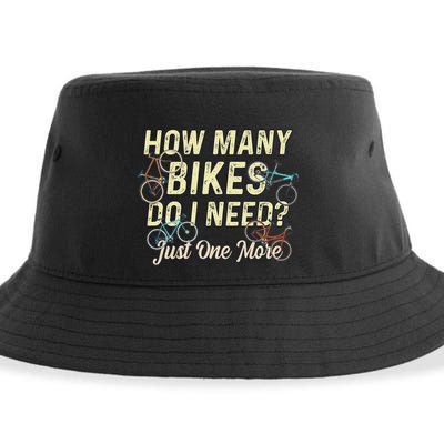 How Many Bikes Do I Need Just One More Funny Bike Cyclist Sustainable Bucket Hat