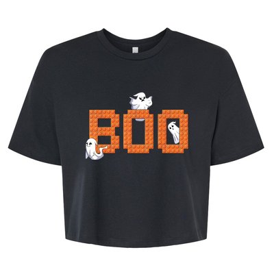 Halloween Master Builder Boo Ghost Building Blocks Bricks Bella+Canvas Jersey Crop Tee