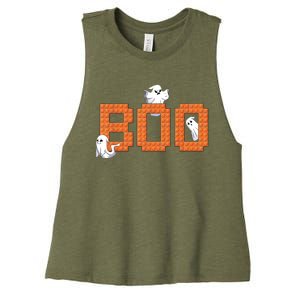 Halloween Master Builder Boo Ghost Building Blocks Bricks Women's Racerback Cropped Tank