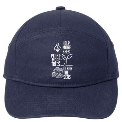 Help More Bees Plant More Trees Clean The Seas 7-Panel Snapback Hat