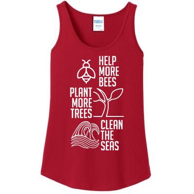 Help More Bees Plant More Trees Clean The Seas Ladies Essential Tank