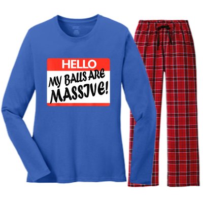 Hello My Balls Are Massive Women's Long Sleeve Flannel Pajama Set 