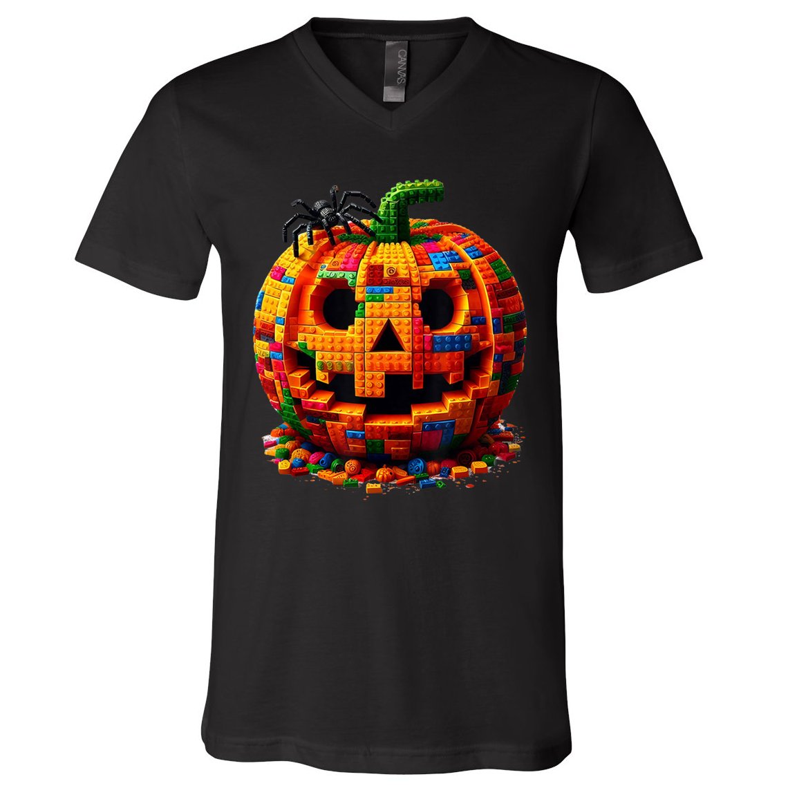 Halloween Master Builder Pumpkin V-Neck T-Shirt
