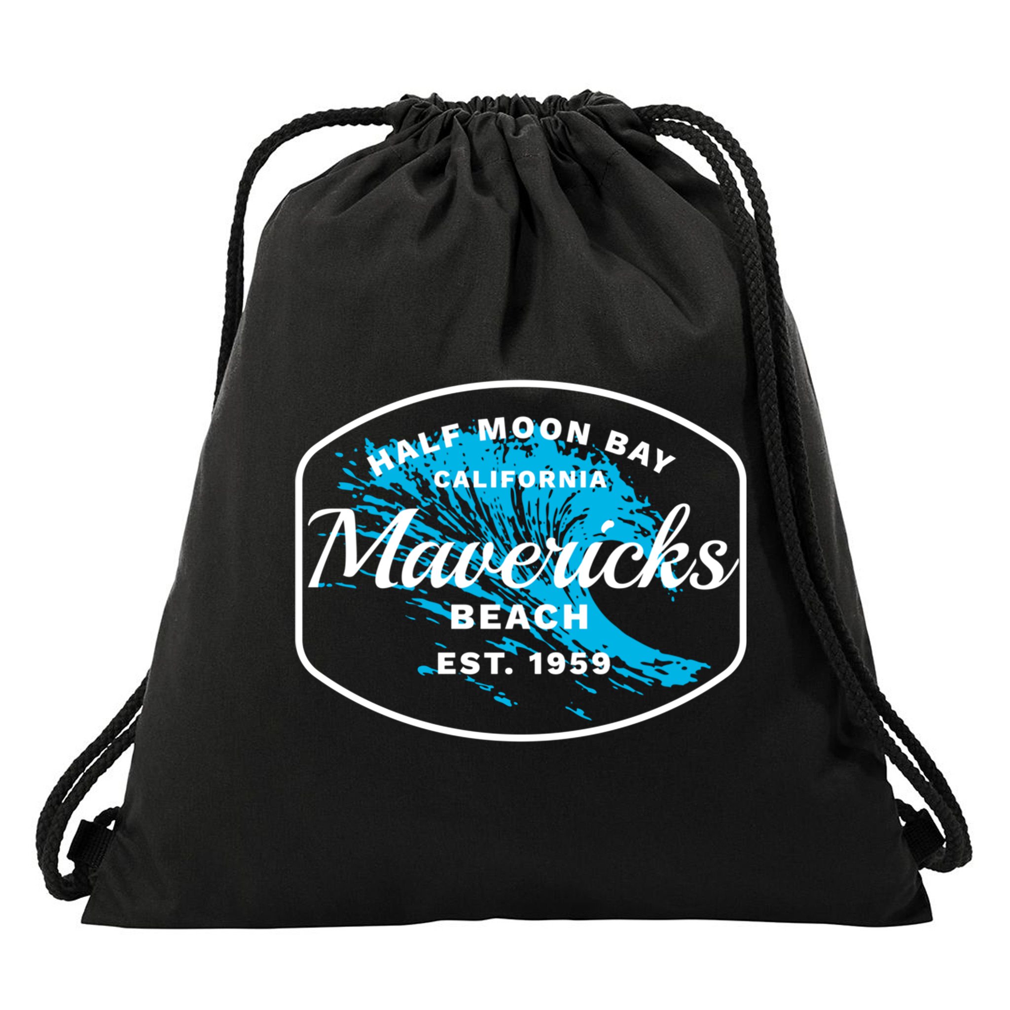 Half Moon Bay Mavericks Beach Surfing Gift Travel Gift Drawstring Bag