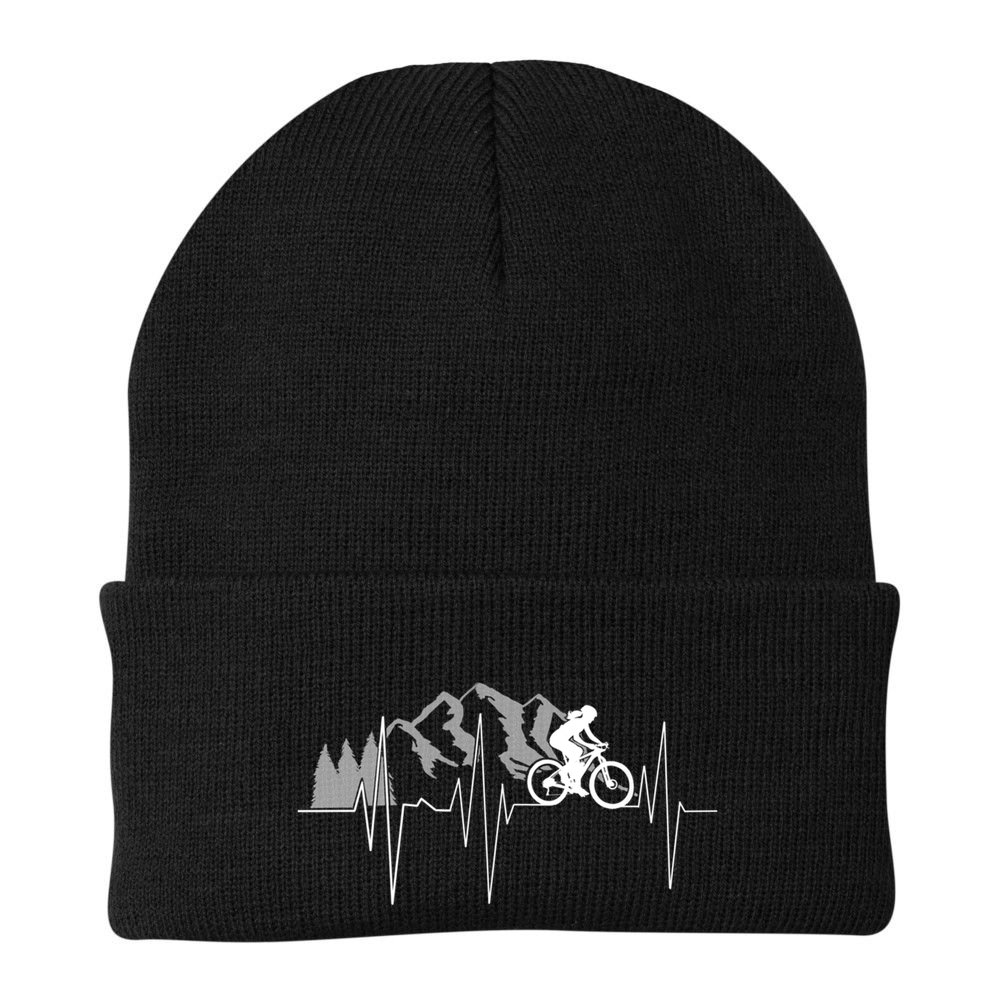 Heartbeat Mountain Biking Cyclist Funny Gift Beanie