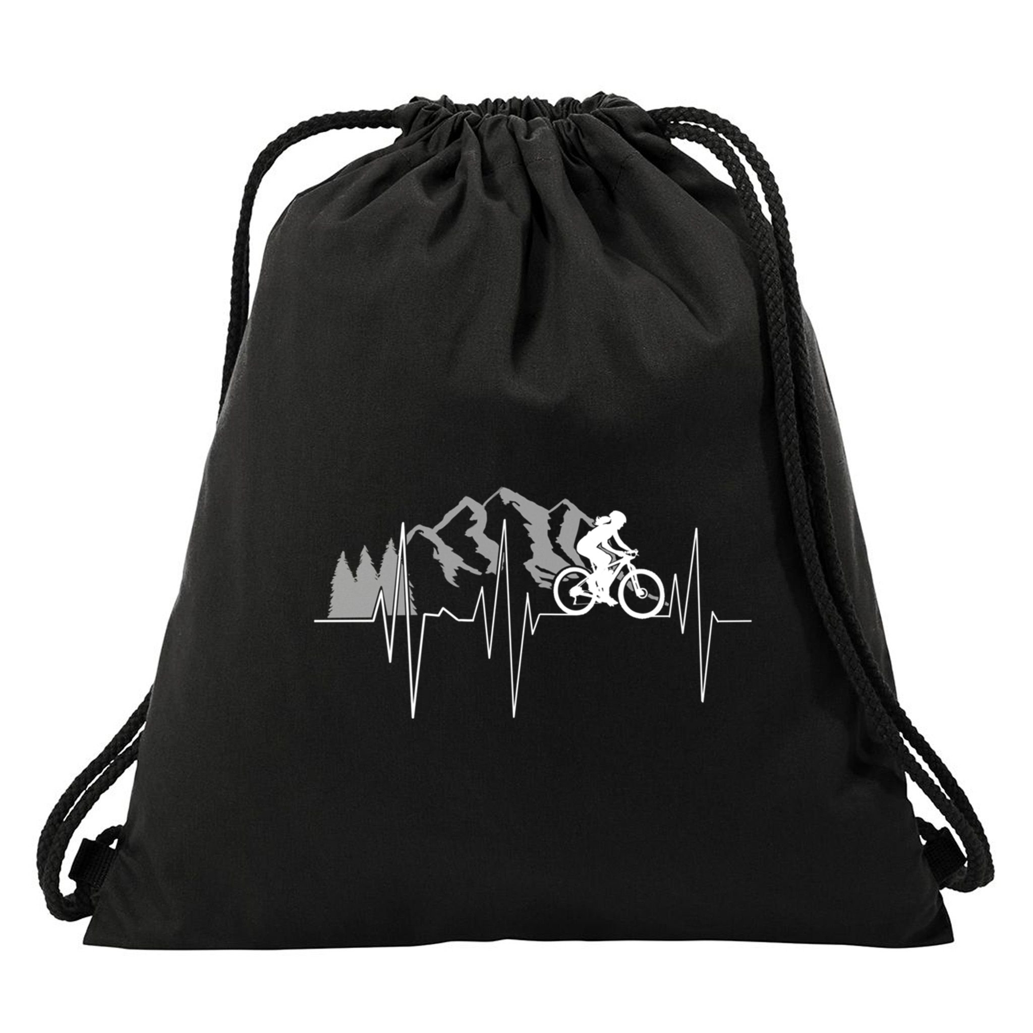 Heartbeat Mountain Biking Cyclist Funny Gift Drawstring Bag