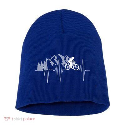 Heartbeat Mountain Biking Cyclist Funny Gift Short Acrylic Beanie