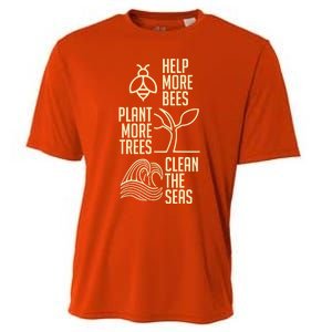 Help More Bees Gift Plant More Trees Gift Clean The Seas Meaningful Gift Cooling Performance Crew T-Shirt