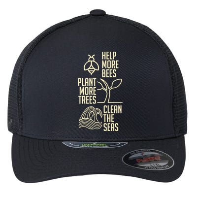 Help More Bees Gift Plant More Trees Gift Clean The Seas Meaningful Gift Flexfit Unipanel Trucker Cap