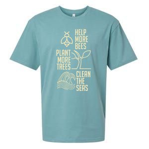 Help More Bees Gift Plant More Trees Gift Clean The Seas Meaningful Gift Sueded Cloud Jersey T-Shirt